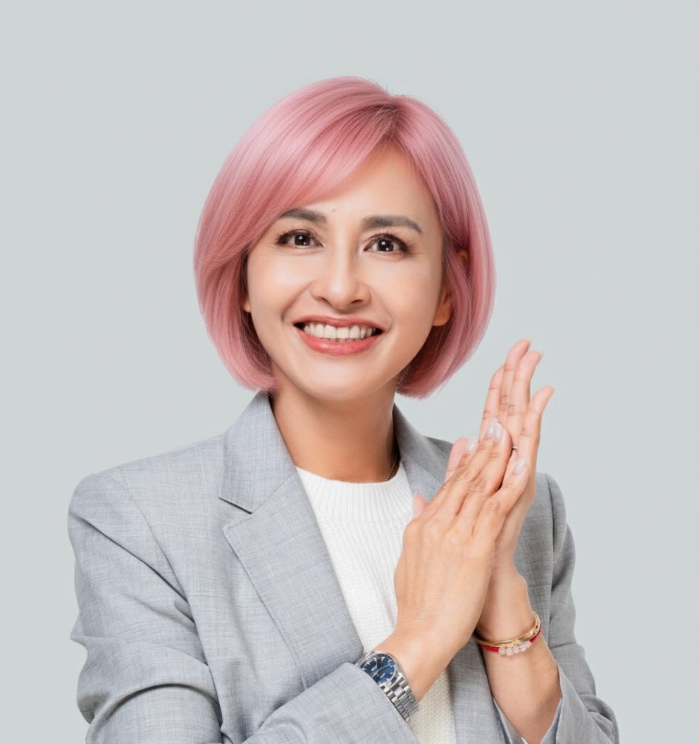 「陳其邁帶起粉紅頭貼風潮 邱議瑩換上同款笑問:這樣可以進立法院嗎?」